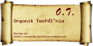 Orgonik Teofánia névjegykártya